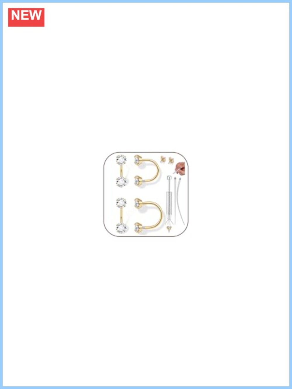 Half Huggie Hoop Earrings Backless 14k Gold Plated Stainless Steel 18G Women